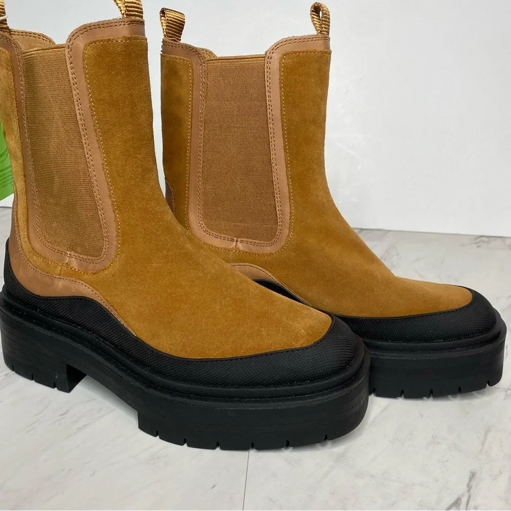 New! Sam Edelman Lulia Brown Suede Lug Sole Chelsea Boot 7 1/2 M